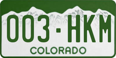 CO license plate 003HKM