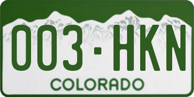 CO license plate 003HKN