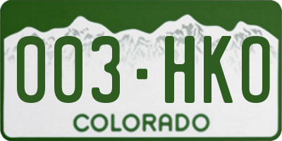 CO license plate 003HKO