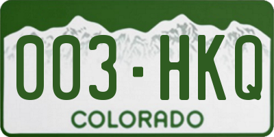 CO license plate 003HKQ