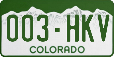 CO license plate 003HKV