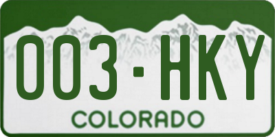 CO license plate 003HKY