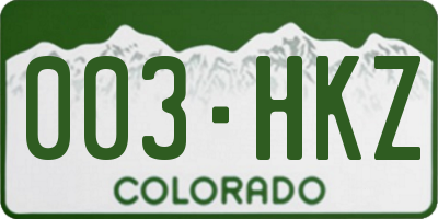CO license plate 003HKZ