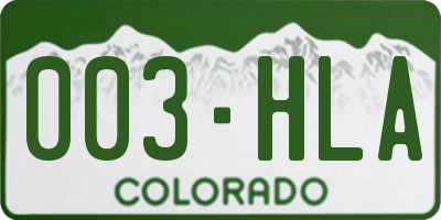 CO license plate 003HLA