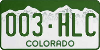 CO license plate 003HLC