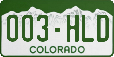CO license plate 003HLD