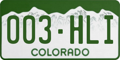 CO license plate 003HLI