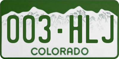 CO license plate 003HLJ