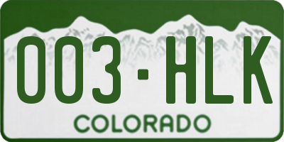 CO license plate 003HLK