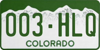 CO license plate 003HLQ