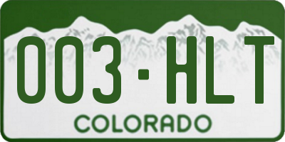 CO license plate 003HLT