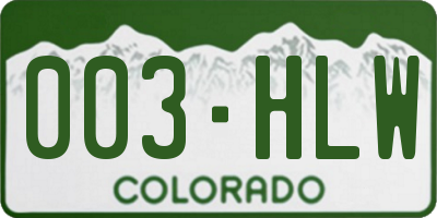 CO license plate 003HLW