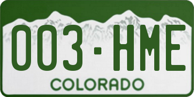 CO license plate 003HME