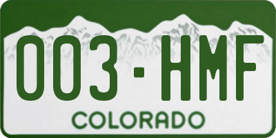 CO license plate 003HMF