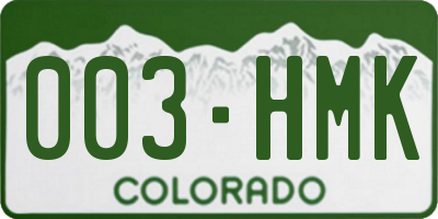 CO license plate 003HMK