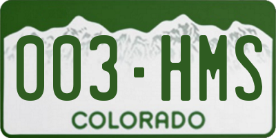 CO license plate 003HMS