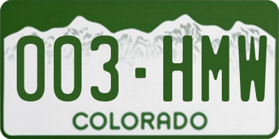 CO license plate 003HMW