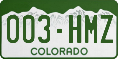CO license plate 003HMZ