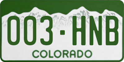 CO license plate 003HNB