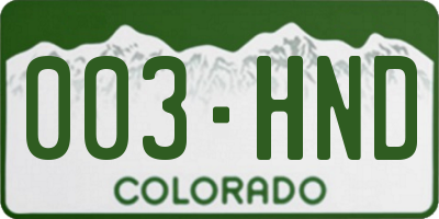 CO license plate 003HND