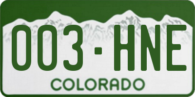 CO license plate 003HNE