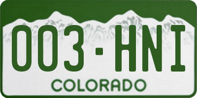 CO license plate 003HNI