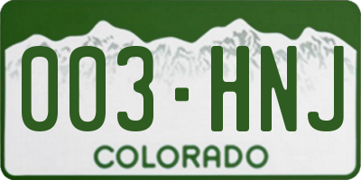 CO license plate 003HNJ