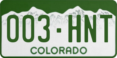 CO license plate 003HNT