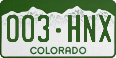 CO license plate 003HNX