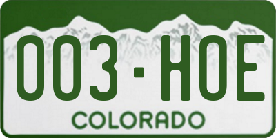 CO license plate 003HOE