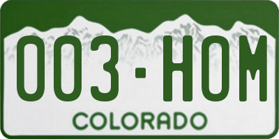 CO license plate 003HOM