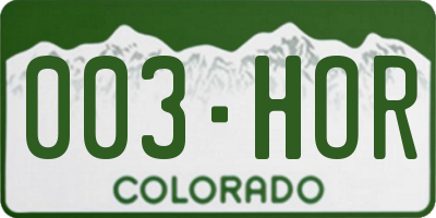 CO license plate 003HOR