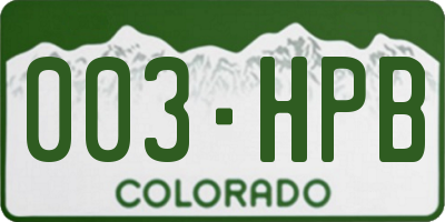 CO license plate 003HPB