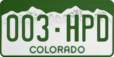 CO license plate 003HPD