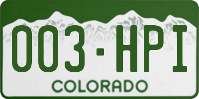 CO license plate 003HPI