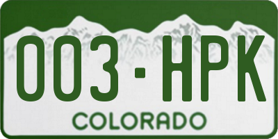 CO license plate 003HPK