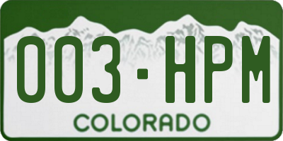 CO license plate 003HPM