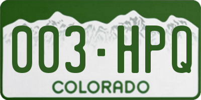 CO license plate 003HPQ