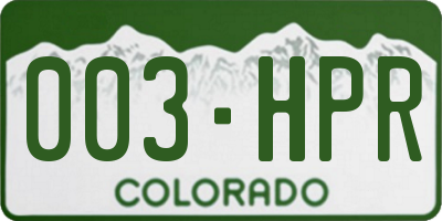 CO license plate 003HPR