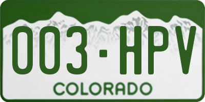 CO license plate 003HPV