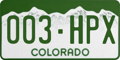 CO license plate 003HPX