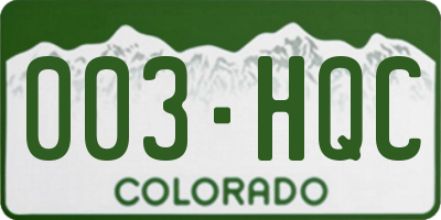 CO license plate 003HQC