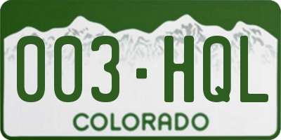 CO license plate 003HQL