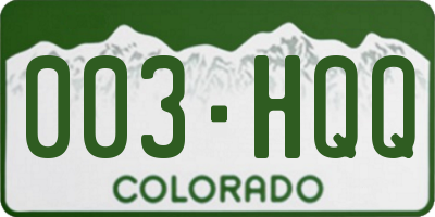 CO license plate 003HQQ