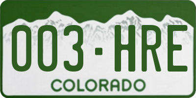 CO license plate 003HRE
