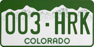 CO license plate 003HRK