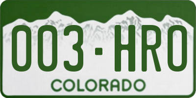 CO license plate 003HRO