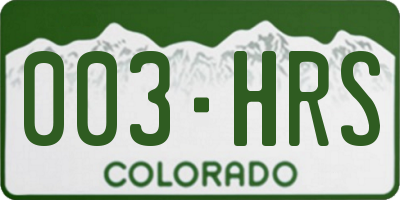 CO license plate 003HRS