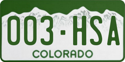 CO license plate 003HSA