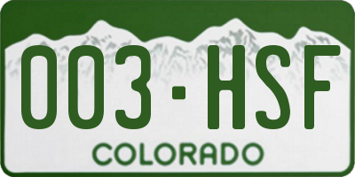 CO license plate 003HSF